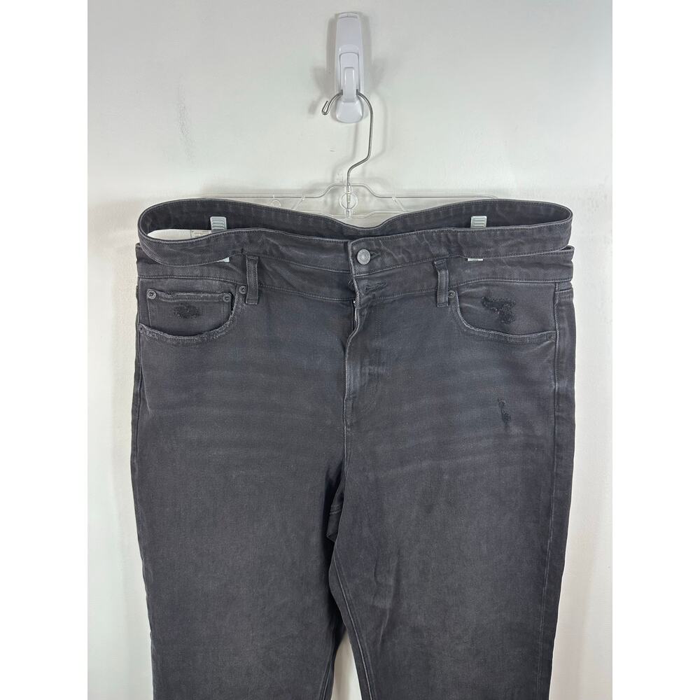 American Eagle Super High Rise Baggy Straight Cut Out Jeans Black Size 16 Long - Picture 10 of 16